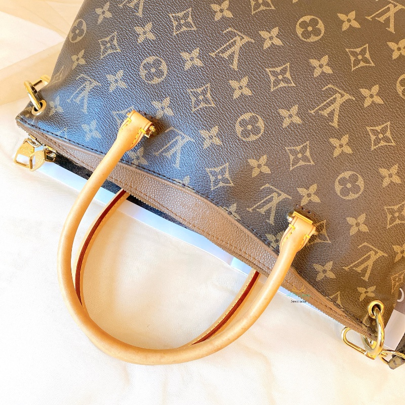 LV M40907 Pallas 咖啡字紋 x 可可色 皮革 梯形 兩用包 手提包 肩背包 側背包 公事包-7