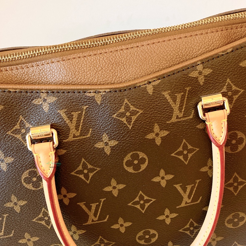 LV M40907 Pallas 咖啡字紋 x 可可色 皮革 梯形 兩用包 手提包 肩背包 側背包 公事包-10