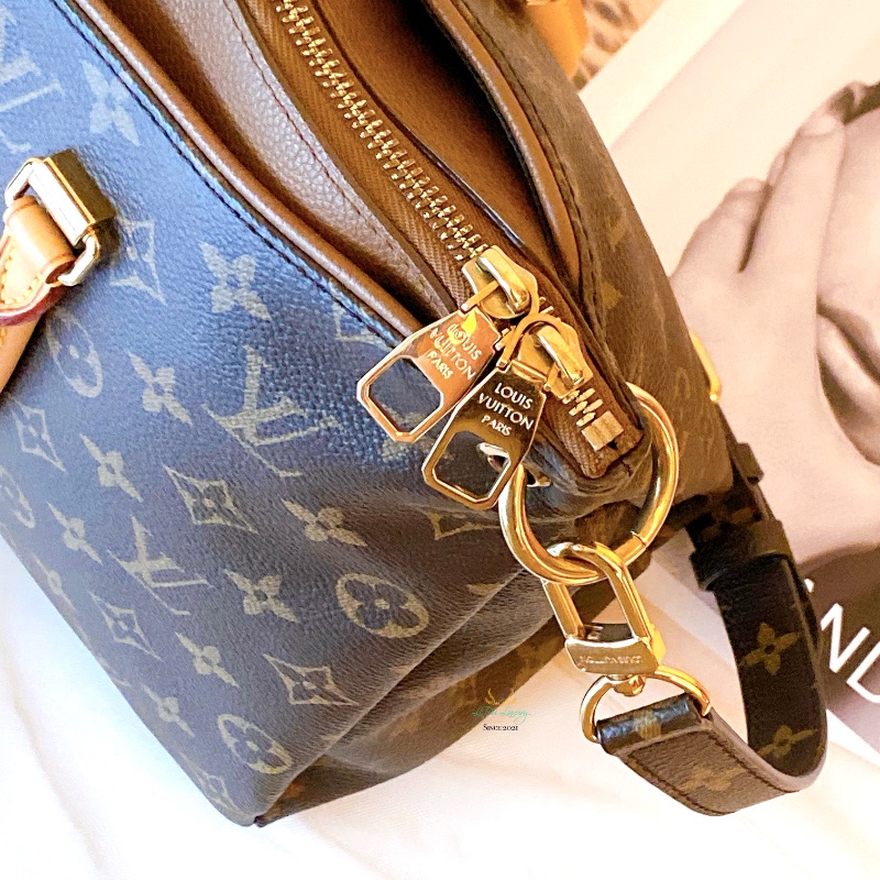 LV M40907 Pallas 咖啡字紋 x 可可色 皮革 梯形 兩用包 手提包 肩背包 側背包 公事包-20