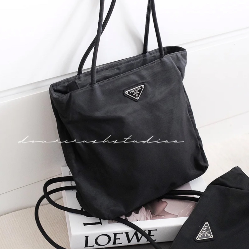 Prada 經典黑色拉鏈尼龍托特包 Nylon tote bag 單肩包 手提包 25cm-3