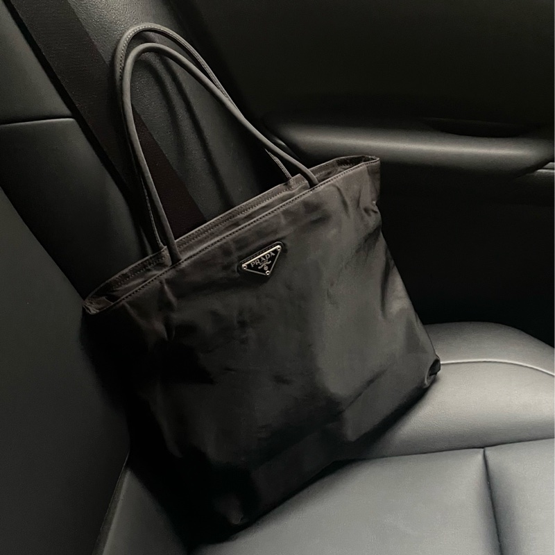 Prada 經典黑色拉鏈尼龍托特包 Nylon tote bag 單肩包 手提包 25cm-4