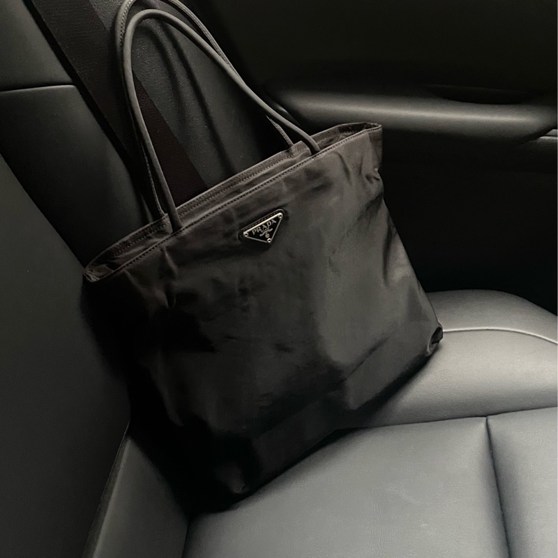 Prada 經典黑色拉鏈尼龍托特包 Nylon tote bag 單肩包 手提包 25cm-8