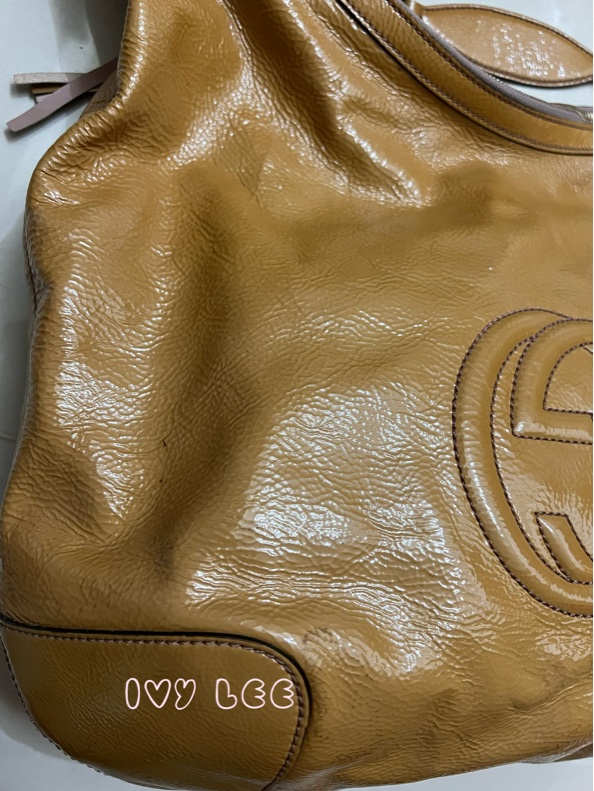 Gucci 漆皮 Soho 鏈條流蘇 326706 奶茶棕 咖啡 肩背包 手提包 二手精品-15