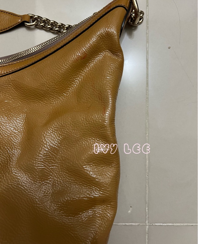 Gucci 漆皮 Soho 鏈條流蘇 326706 奶茶棕 咖啡 肩背包 手提包 二手精品-16