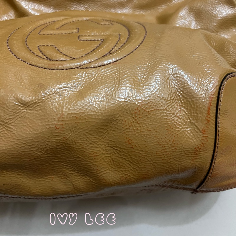 Gucci 漆皮 Soho 鏈條流蘇 326706 奶茶棕 咖啡 肩背包 手提包 二手精品-17