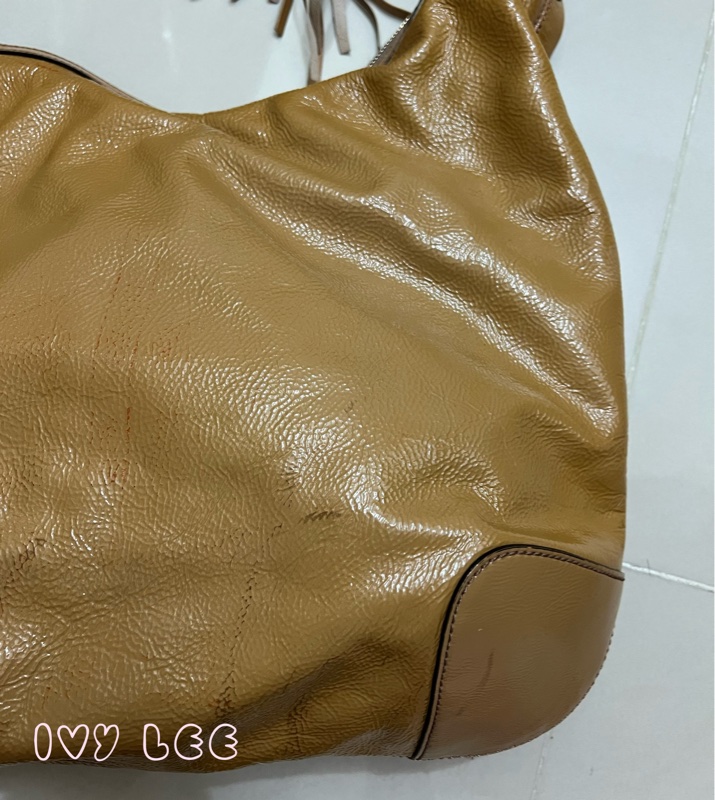 Gucci 漆皮 Soho 鏈條流蘇 326706 奶茶棕 咖啡 肩背包 手提包 二手精品-33