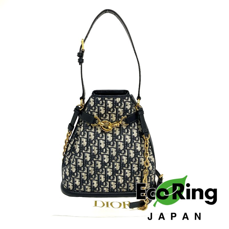 △ Christian Dior 迪奧 C'est Dior bag Navy Dior Oblique Jacquard Canvas 2way Bucket Bag 深藍色提花帆布兩用水桶袋 - 247024502-0