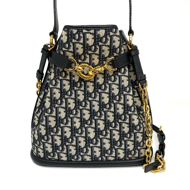 △ Christian Dior 迪奧 C'est Dior bag Navy Dior Oblique Jacquard Canvas 2way Bucket Bag 深藍色提花帆布兩用水桶袋 - 247024502-1