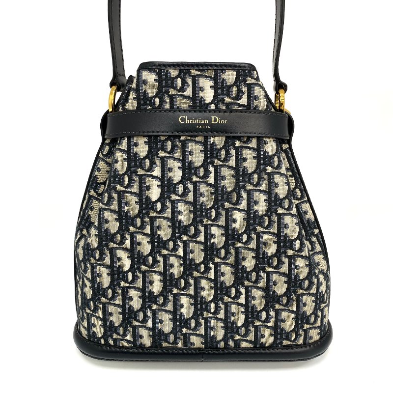 △ Christian Dior 迪奧 C'est Dior bag Navy Dior Oblique Jacquard Canvas 2way Bucket Bag 深藍色提花帆布兩用水桶袋 - 247024502-2