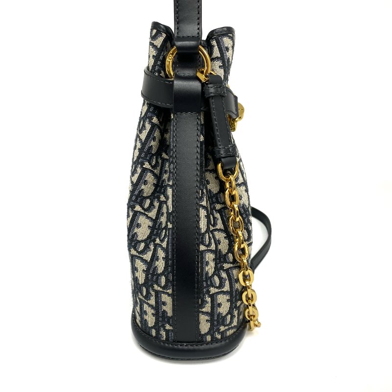 △ Christian Dior 迪奧 C'est Dior bag Navy Dior Oblique Jacquard Canvas 2way Bucket Bag 深藍色提花帆布兩用水桶袋 - 247024502-3