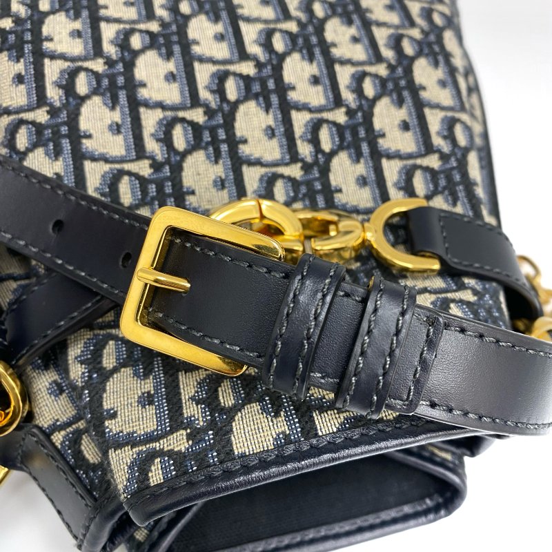 △ Christian Dior 迪奧 C'est Dior bag Navy Dior Oblique Jacquard Canvas 2way Bucket Bag 深藍色提花帆布兩用水桶袋 - 247024502-5