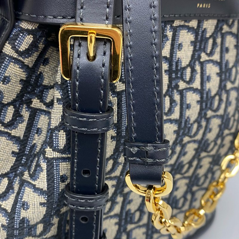 △ Christian Dior 迪奧 C'est Dior bag Navy Dior Oblique Jacquard Canvas 2way Bucket Bag 深藍色提花帆布兩用水桶袋 - 247024502-9