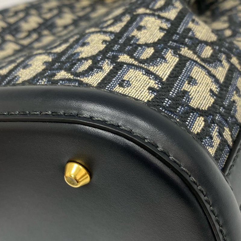 △ Christian Dior 迪奧 C'est Dior bag Navy Dior Oblique Jacquard Canvas 2way Bucket Bag 深藍色提花帆布兩用水桶袋 - 247024502-12