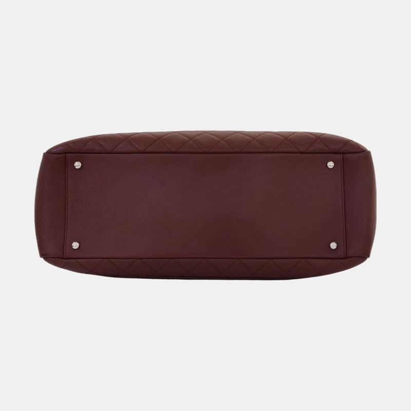 CHANEL 酒紅色 GST銀色鏈條單肩 托特包-4