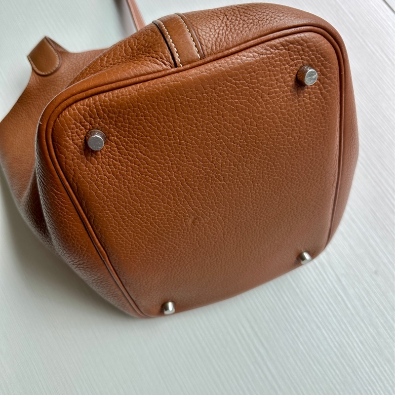 降價！Hermes愛馬仕Picotin 22 MM菜籃子 金棕銀扣-15