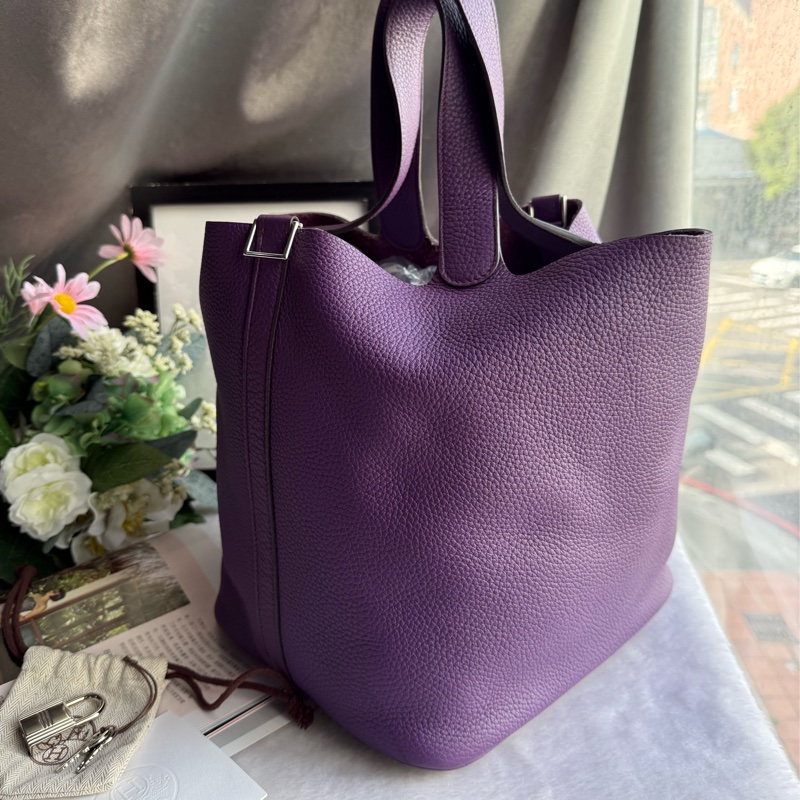 Hermes Picotin Lock 22cm MM手提水桶包(海葵紫)-2