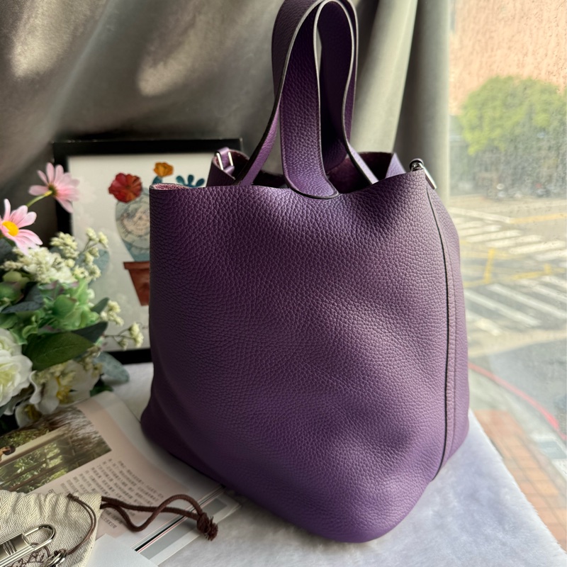 Hermes Picotin Lock 22cm MM手提水桶包(海葵紫)-3