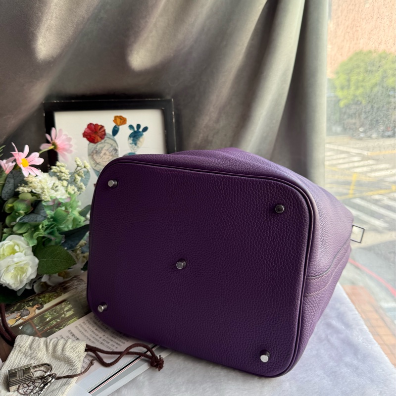 Hermes Picotin Lock 22cm MM手提水桶包(海葵紫)-5