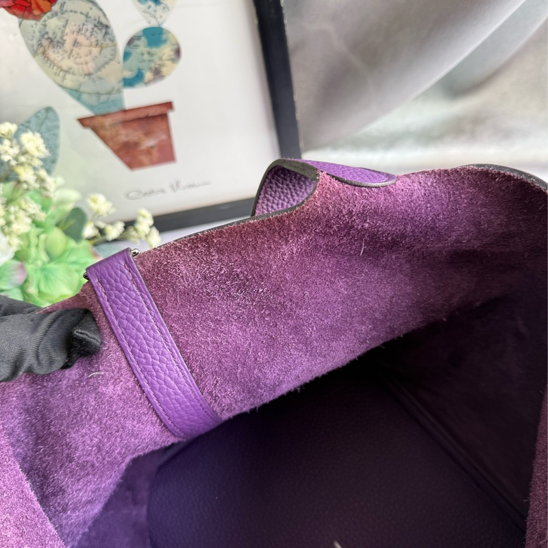 Hermes Picotin Lock 22cm MM手提水桶包(海葵紫)-9