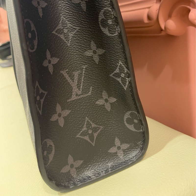 Louis Vuitton路易威登 Sac Plat Horizontal Zippe黑色老花帆布皮革拼接公事包 手提包 斜背包M45265-2