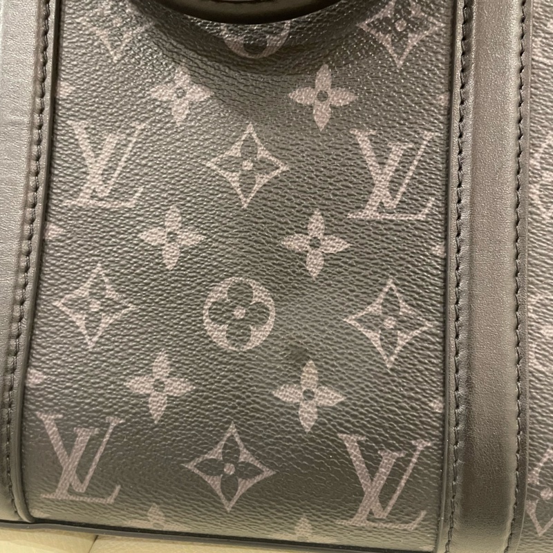 Louis Vuitton路易威登 Sac Plat Horizontal Zippe黑色老花帆布皮革拼接公事包 手提包 斜背包M45265-7