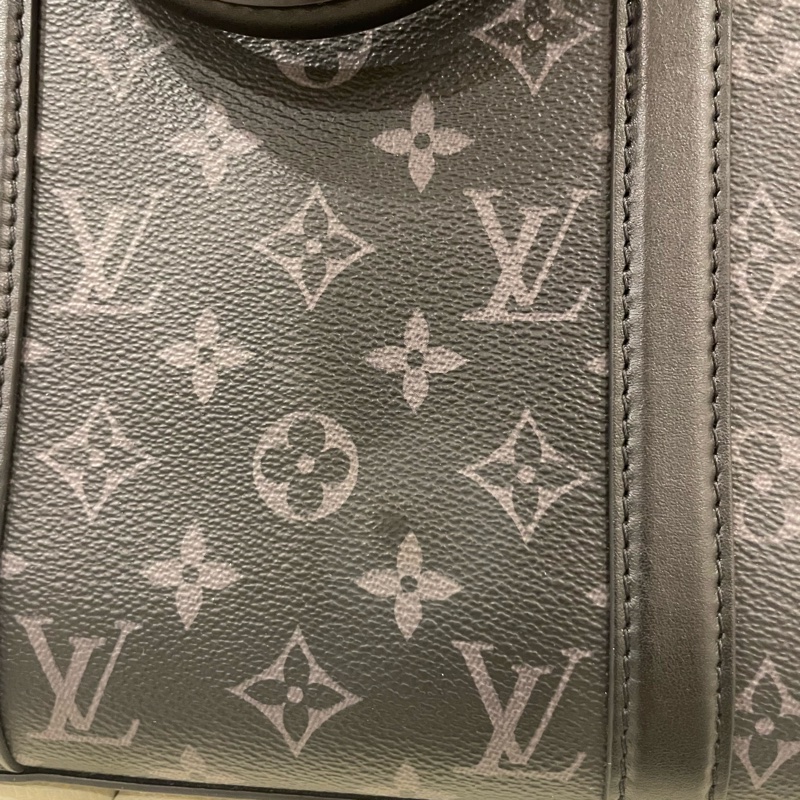 Louis Vuitton路易威登 Sac Plat Horizontal Zippe黑色老花帆布皮革拼接公事包 手提包 斜背包M45265-9