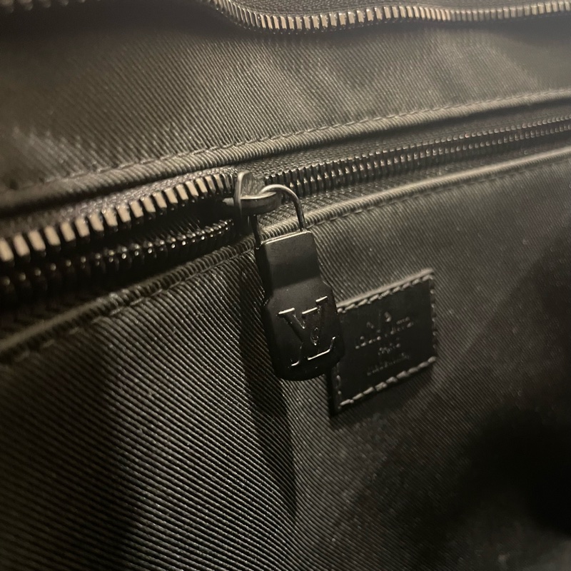 Louis Vuitton路易威登 Sac Plat Horizontal Zippe黑色老花帆布皮革拼接公事包 手提包 斜背包M45265-16