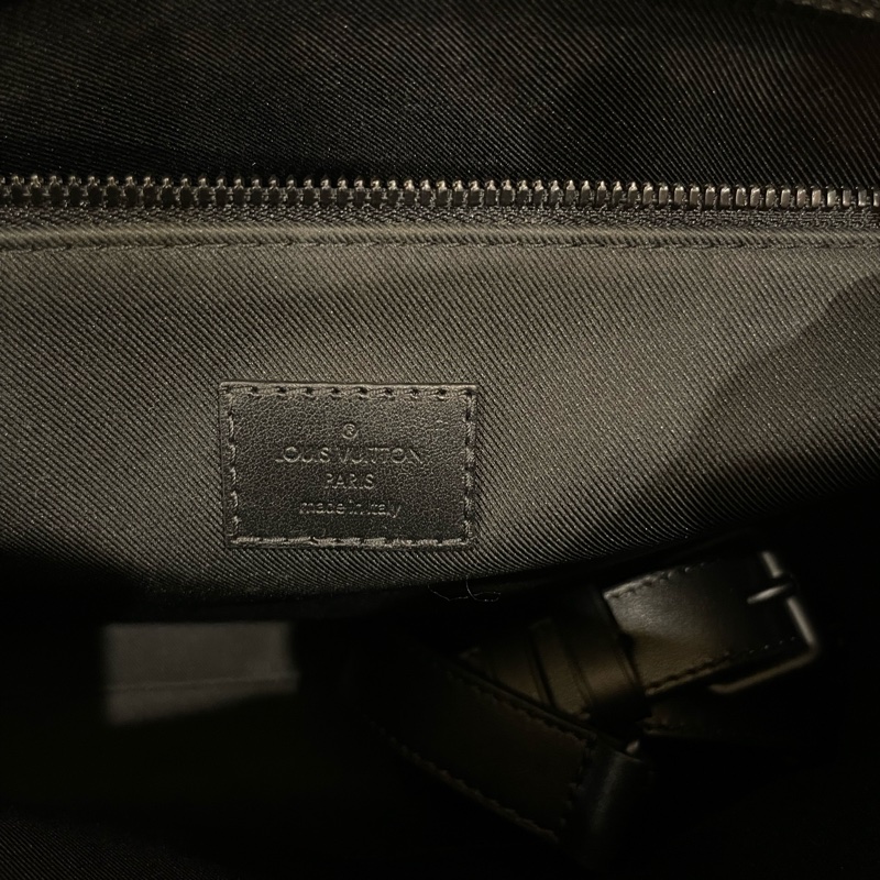 Louis Vuitton路易威登 Sac Plat Horizontal Zippe黑色老花帆布皮革拼接公事包 手提包 斜背包M45265-19