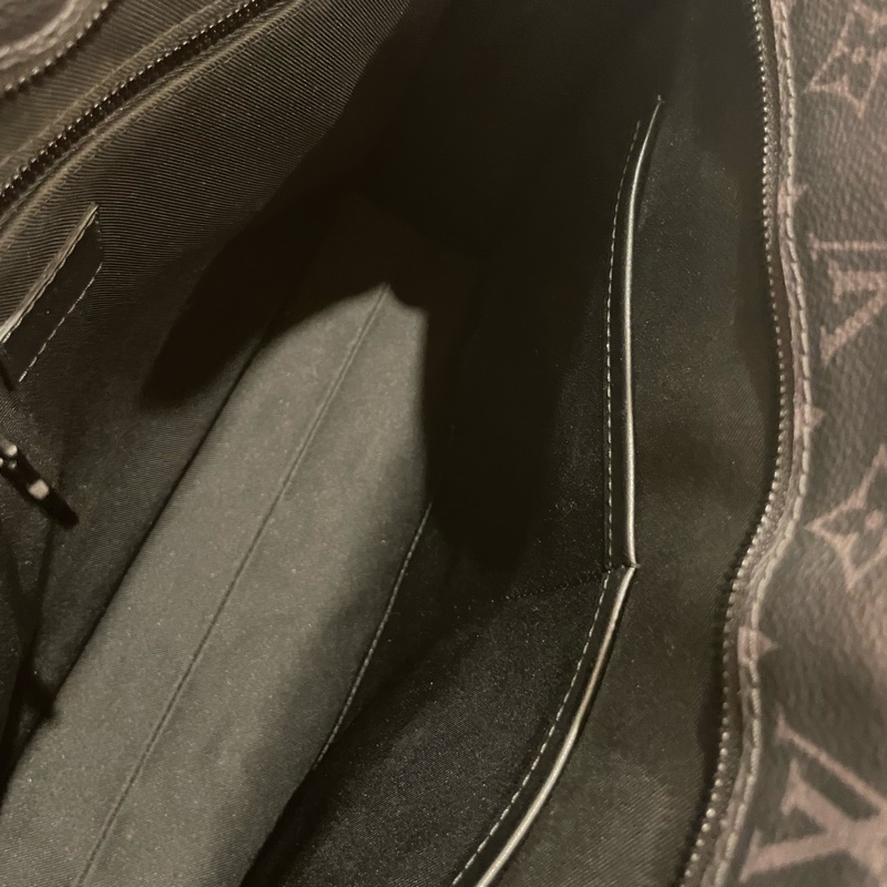 Louis Vuitton路易威登 Sac Plat Horizontal Zippe黑色老花帆布皮革拼接公事包 手提包 斜背包M45265-20
