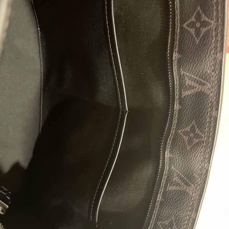 Louis Vuitton路易威登 Sac Plat Horizontal Zippe黑色老花帆布皮革拼接公事包 手提包 斜背包M45265-21