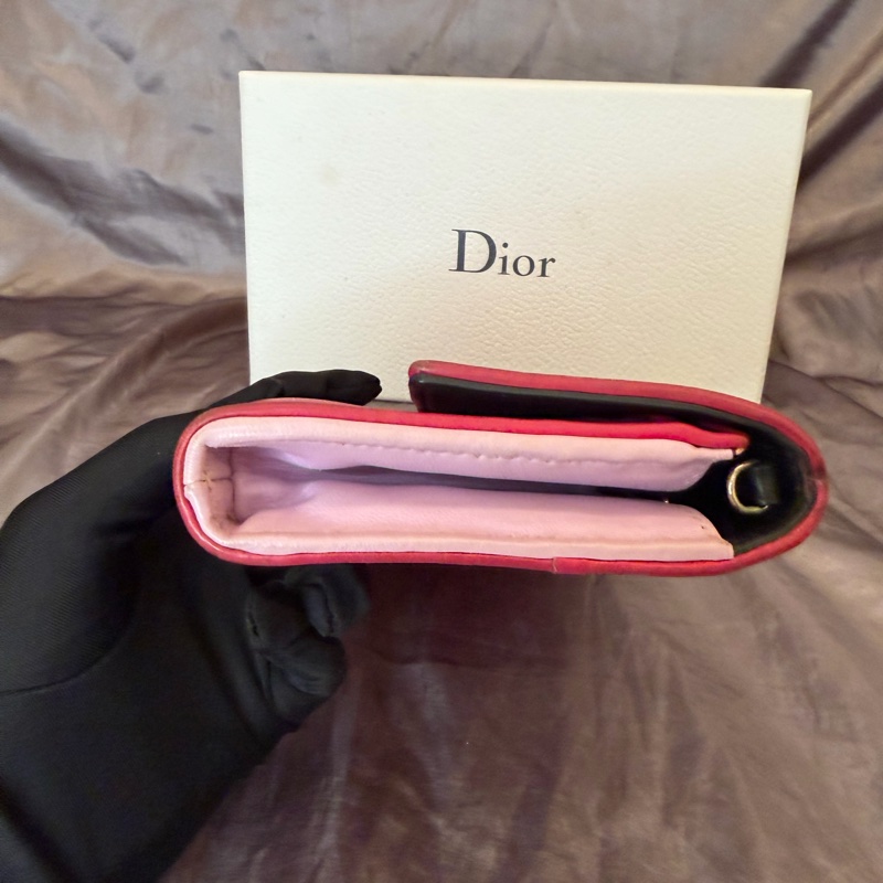 「JL精品代購」Dior 桃紅色 lady Dior 小羊皮 黛妃菱格鏈條woc （有原品牌盒子）-11