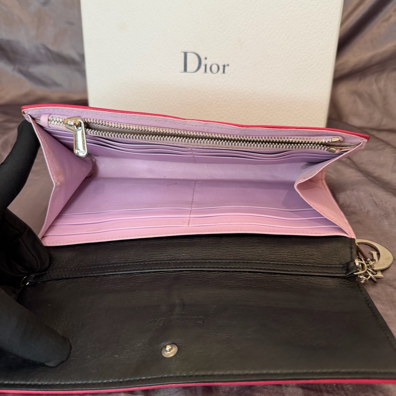 「JL精品代購」Dior 桃紅色 lady Dior 小羊皮 黛妃菱格鏈條woc （有原品牌盒子）-16