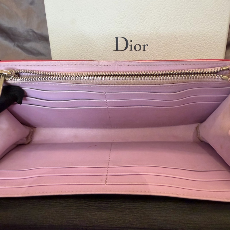 「JL精品代購」Dior 桃紅色 lady Dior 小羊皮 黛妃菱格鏈條woc （有原品牌盒子）-18