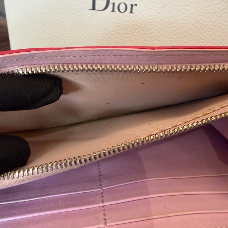 「JL精品代購」Dior 桃紅色 lady Dior 小羊皮 黛妃菱格鏈條woc （有原品牌盒子）-20