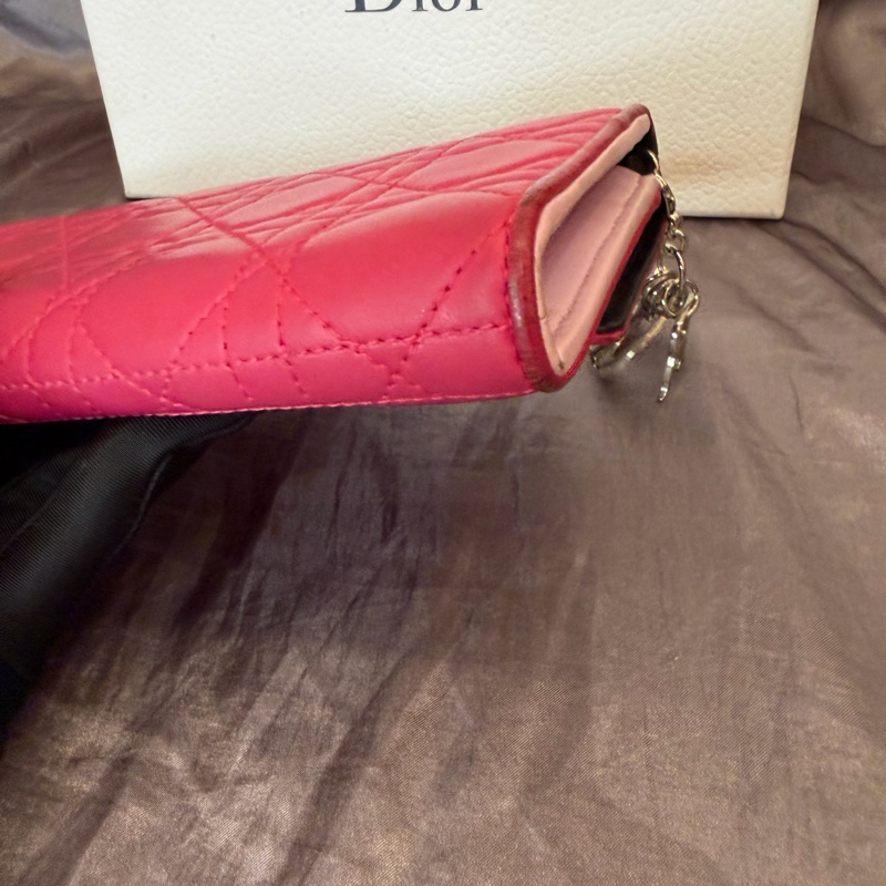 「JL精品代購」Dior 桃紅色 lady Dior 小羊皮 黛妃菱格鏈條woc （有原品牌盒子）-24