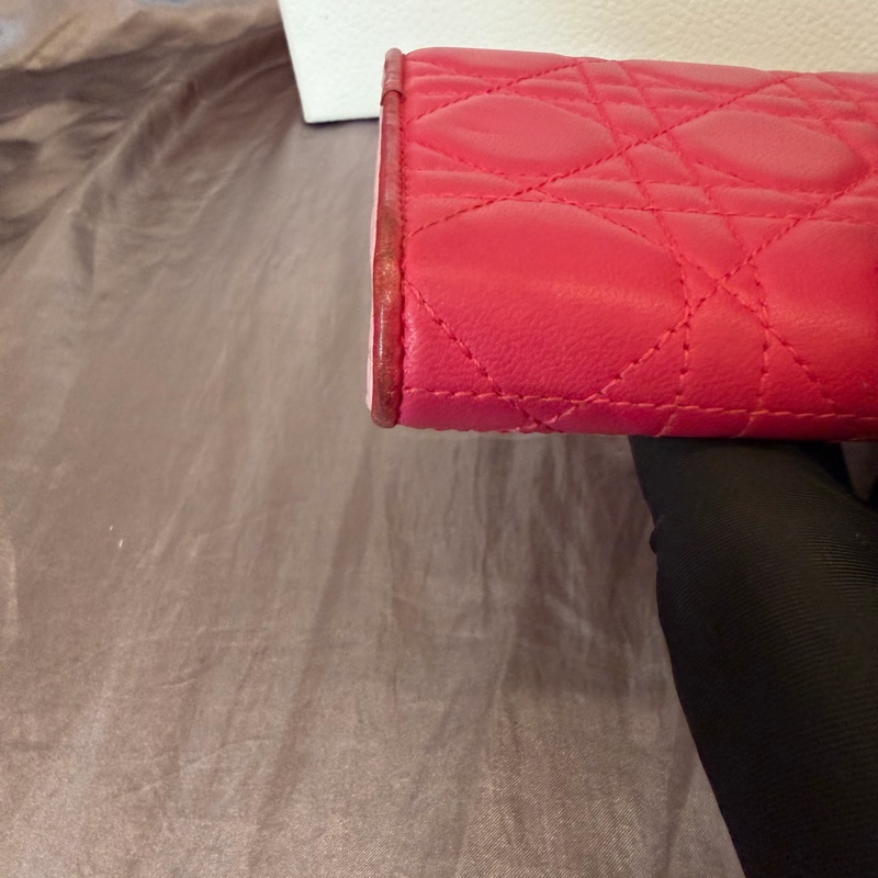 「JL精品代購」Dior 桃紅色 lady Dior 小羊皮 黛妃菱格鏈條woc （有原品牌盒子）-25