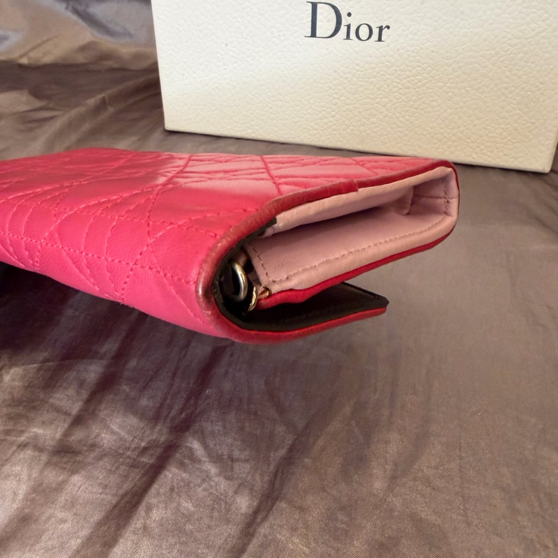 「JL精品代購」Dior 桃紅色 lady Dior 小羊皮 黛妃菱格鏈條woc （有原品牌盒子）-27