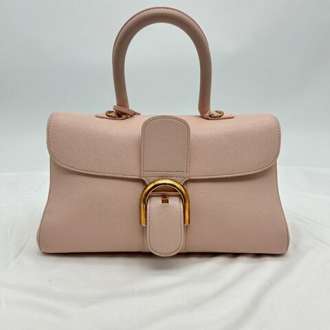 DELVAUX 淡粉全皮 brillant 橫版East West 斜背包/手提包/晚宴包