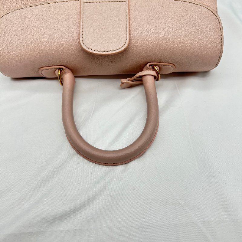 DELVAUX 淡粉全皮 brillant 橫版East West 斜背包/手提包/晚宴包-2