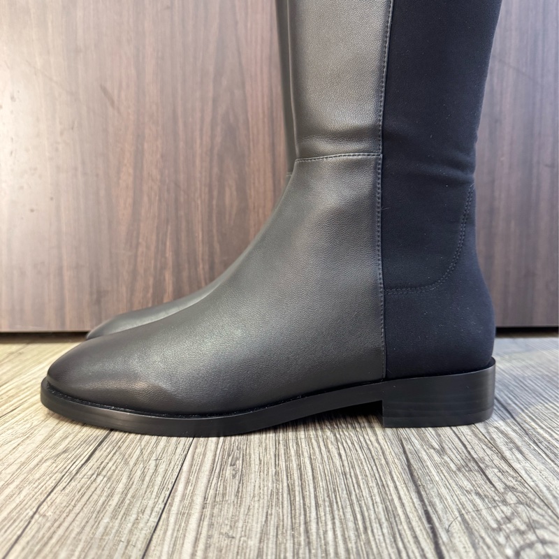 Stuart weitzman S5447 (US8黑色牛皮拼接彈力布過膝平底長靴 過膝靴 SW 美腿靴-3