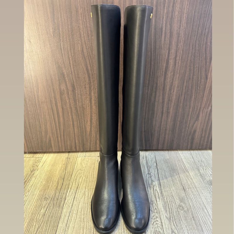 Stuart weitzman S5447 (US8黑色牛皮拼接彈力布過膝平底長靴 過膝靴 SW 美腿靴-5