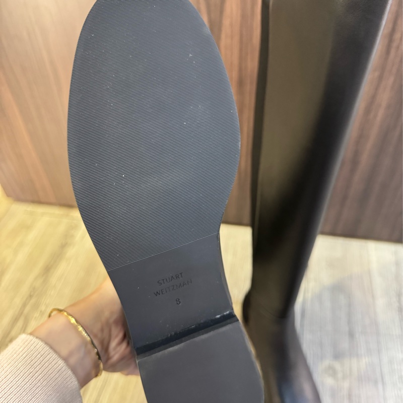 Stuart weitzman S5447 (US8黑色牛皮拼接彈力布過膝平底長靴 過膝靴 SW 美腿靴-8