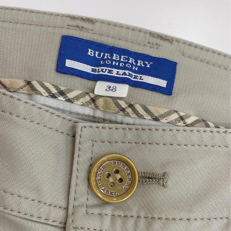 BURBERRY 藍標 拉鏈反折格紋休閒褲-7