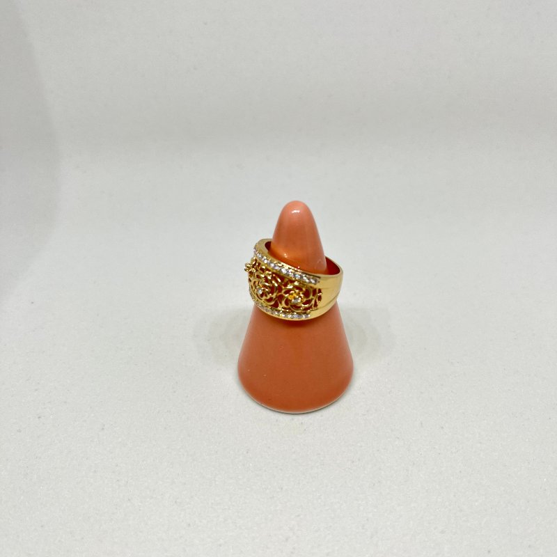 LANVIN 浪凡 18K金 0.39 克拉 玫瑰花鏤空鑲鑽戒指-1