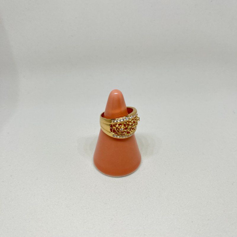 LANVIN 浪凡 18K金 0.39 克拉 玫瑰花鏤空鑲鑽戒指-6