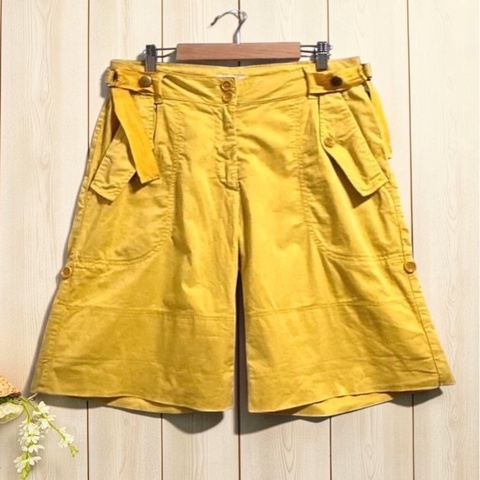 Moschino 芥末黃可反折工裝短褲  五分褲 女L USA 10