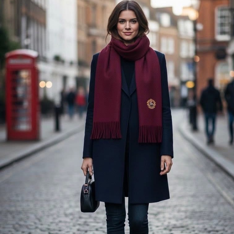 BURBERRYS 戰馬刺繡徽章羊毛圍巾-0