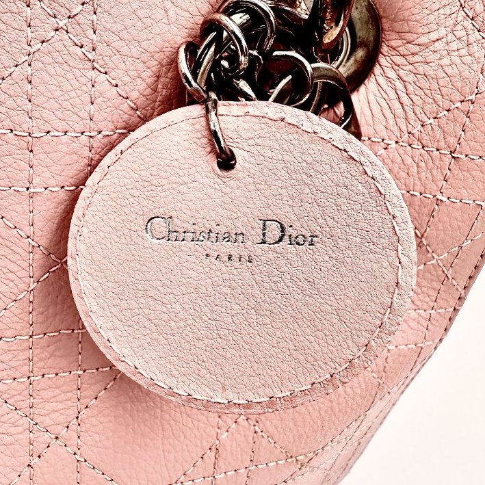【美收精品】DIOR Lady Lambskin Pink Metal 小羊皮粉紅 手提包/肩背包 A-365-5