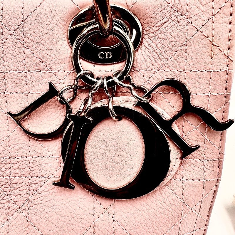 【美收精品】DIOR Lady Lambskin Pink Metal 小羊皮粉紅 手提包/肩背包 A-365-6