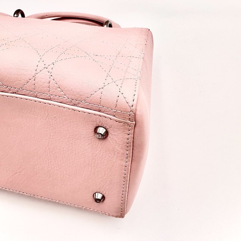 【美收精品】DIOR Lady Lambskin Pink Metal 小羊皮粉紅 手提包/肩背包 A-365-7